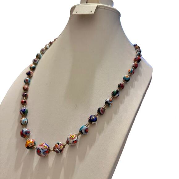 🎉HP!🎉Vintage Venetian Murano Glass Millefiori Beaded Necklace - Picture 4 of 7